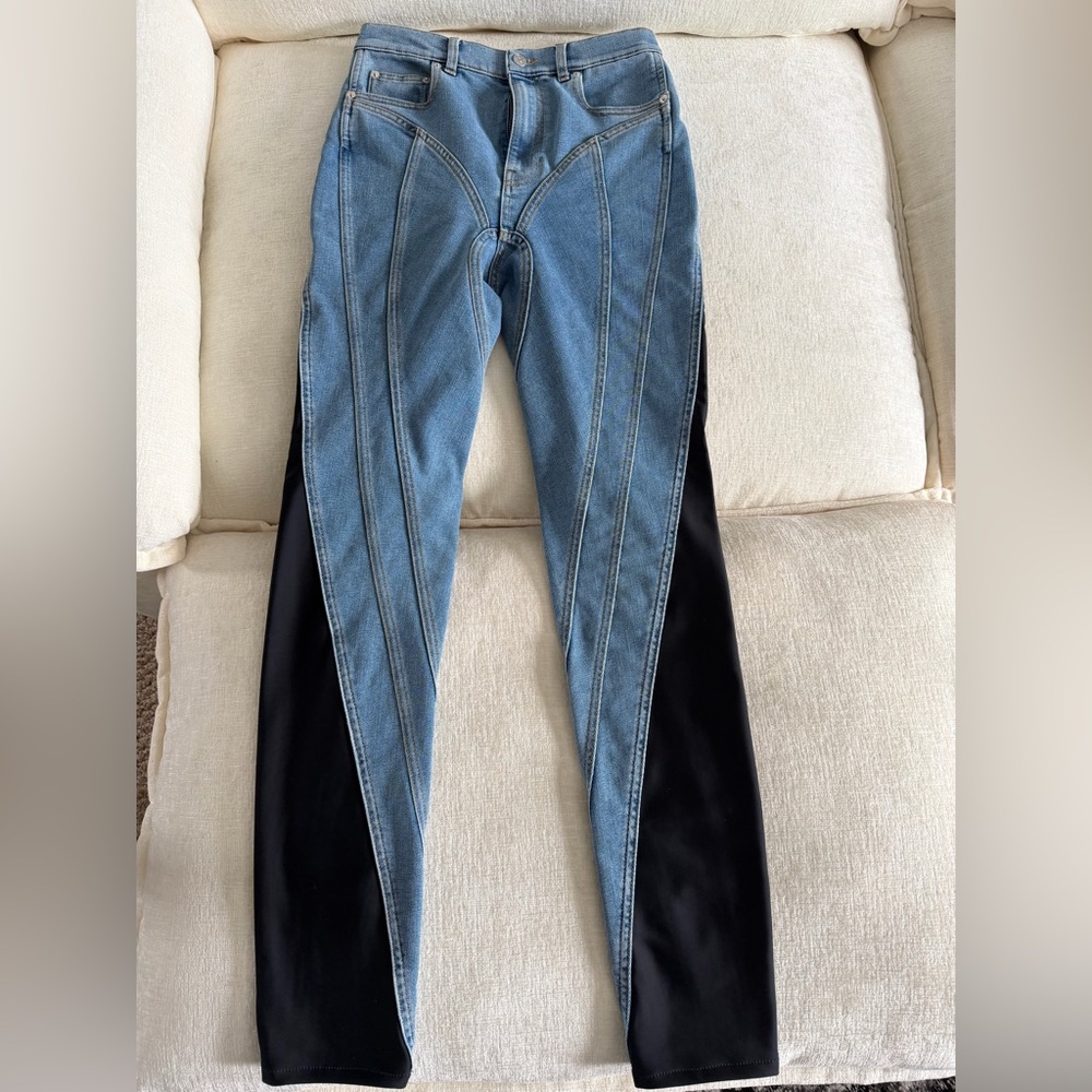 Mugler Two-Tone Skinny Jeans in Blue and Black